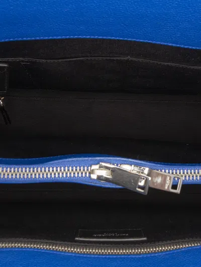 Pre-owned Saint Laurent 2015 Small Leather Sac De Jour Satchel In Blue