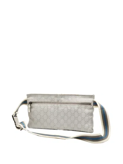 Pre-owned Gucci 2000-2015 Gg Canvas Web Double Pocket Belt Bag In Gray