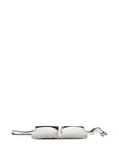 Pre-owned Gucci 2000-2015 Gg Canvas Web Double Pocket Belt Bag In Gray