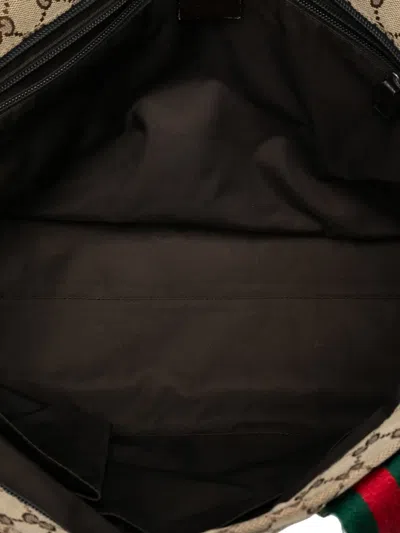 Pre-owned Gucci 2016-2025 Gg Canvas Web Tote Bag In Brown