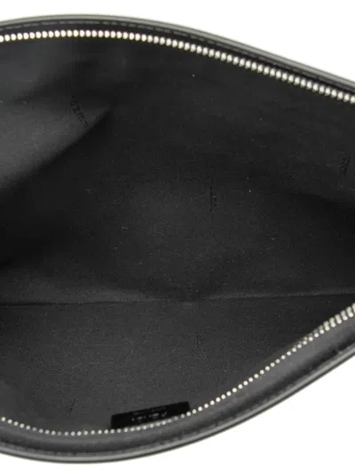 Pre-owned Fendi 2010-2025 Large Zucca Canvas Flat Pouch Clutch Bag In Black