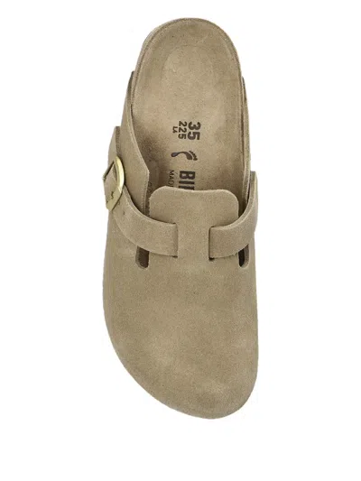 Birkenstock Women's Boston Shearling Clog In Taupe Suede/sandcastle At Urban Outfitters In Multi