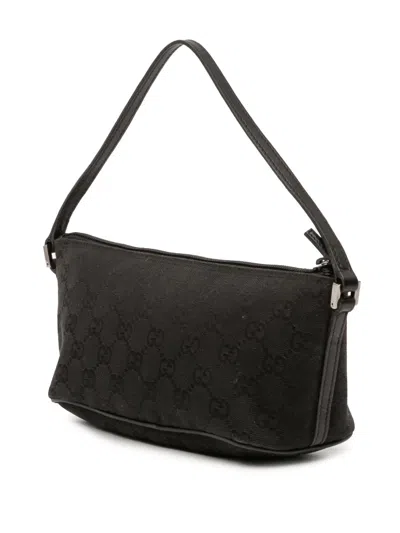 Pre-owned Gucci 2000-2015 Gg Canvas Boat Shoulder Bag In Black
