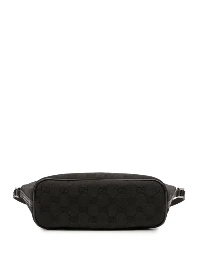 Pre-owned Gucci 2000-2015 Gg Canvas Boat Shoulder Bag In Black