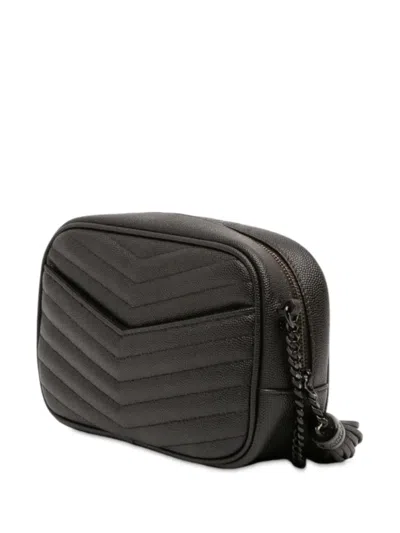 Pre-owned Saint Laurent 2020 Mini Grain De Poudre Monogram Monochrome Lou Camera Bag Crossbody Bag In Black
