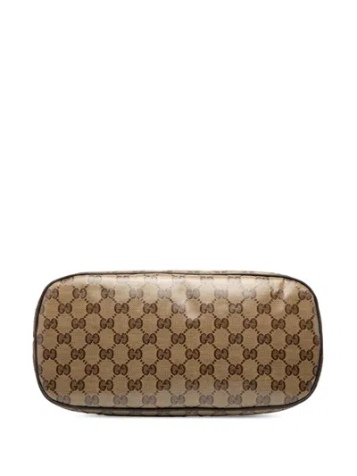 Pre-owned Gucci 2016-2025 Medium Gg Crystal Dome Satchel In Brown
