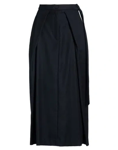 Maison Flaneur Maison Flâneur Woman Maxi Skirt Midnight Blue Size 6 Cotton, Virgin Wool In Black