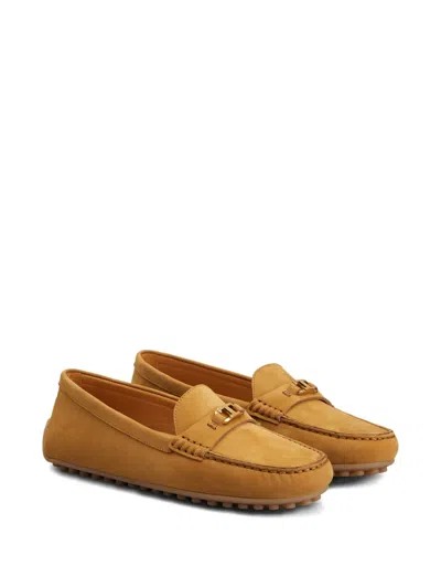 Tod's T-buckle Topstitched Loafers In Brown