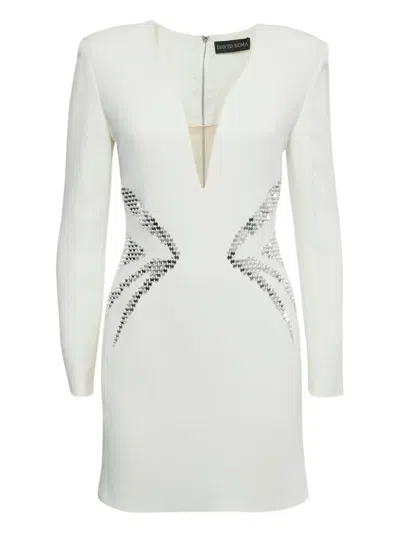 Pre-owned David Koma Mirror-embellishments Mini Dress In White