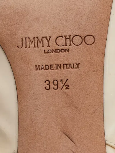 Pre-owned Jimmy Choo Erin Patent-leather Slingback Pumps In Neutral