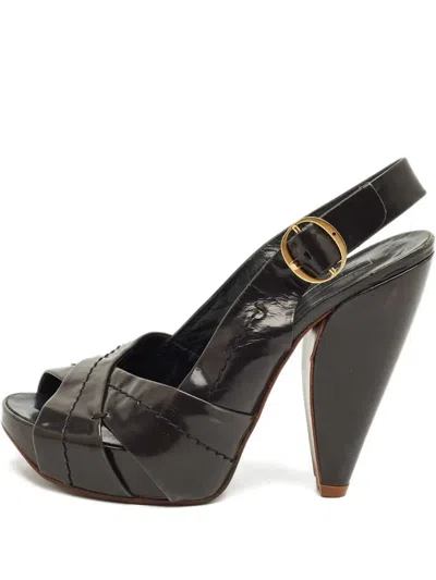 Pre-owned Marc Jacobs Crossed Platform Sandals In Black