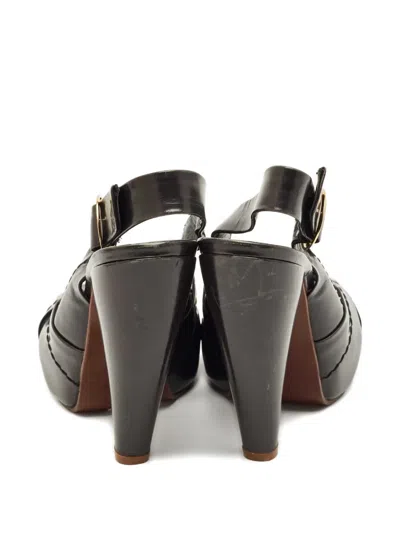 Pre-owned Marc Jacobs Crossed Platform Sandals In Black