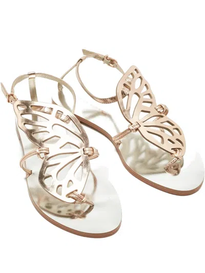 Pre-owned Sophia Webster Butterfly Leather Flats In Gold