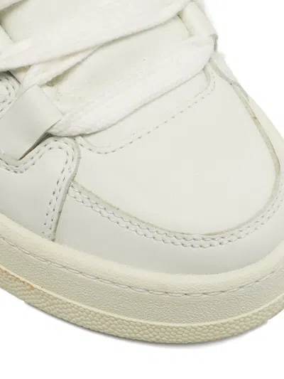 Pre-owned Miu Miu Leather Lace-up Sneakers In White