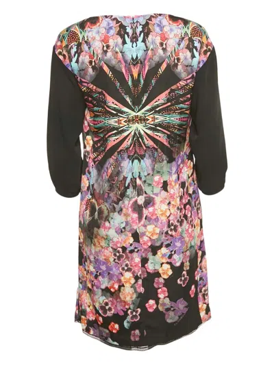 Pre-owned Cavalli Class Crepe Print Dress In Black