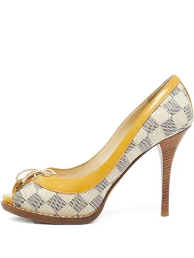 Pre-owned Louis Vuitton Peep-toe Lace-up Heeled Pumps In Neutral
