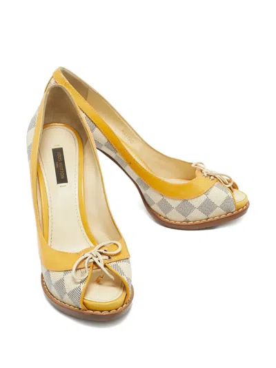 Pre-owned Louis Vuitton Peep-toe Lace-up Heeled Pumps In Neutral