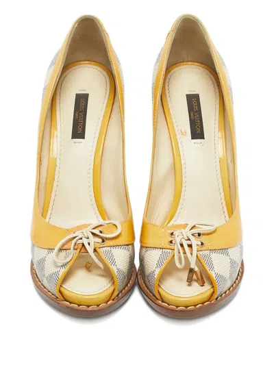 Pre-owned Louis Vuitton Peep-toe Lace-up Heeled Pumps In Neutral