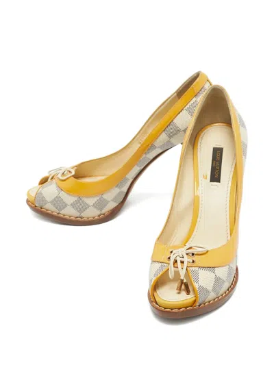 Pre-owned Louis Vuitton Peep-toe Lace-up Heeled Pumps In Neutral