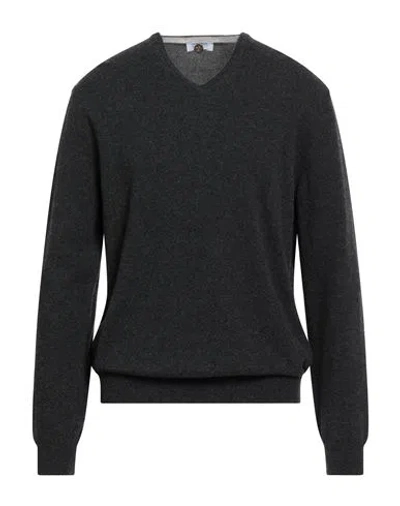 Heritage Man Sweater Charcoal Size 46 Virgin Wool, Cashmere In Black