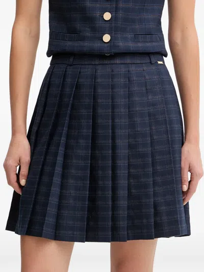 Fracomina Pleated Check-print Mini Skirt In Blue