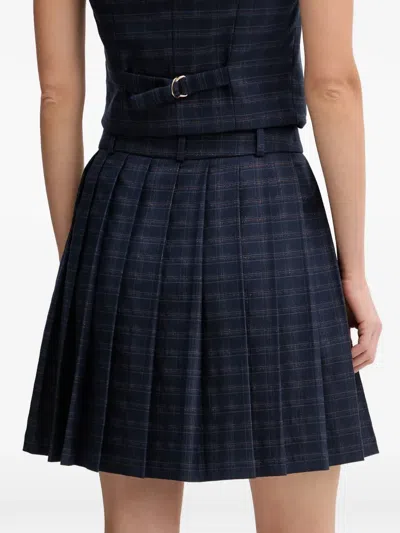 Fracomina Pleated Check-print Mini Skirt In Blue