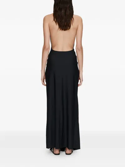 Christopher Esber Crystal Pendant Ruched Dress In Black