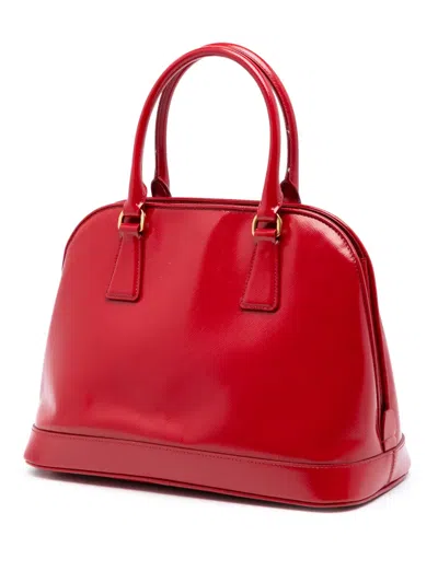 Pre-owned Prada 2010-2025 Medium Saffiano Vernice Open Promenade Satchel In Red