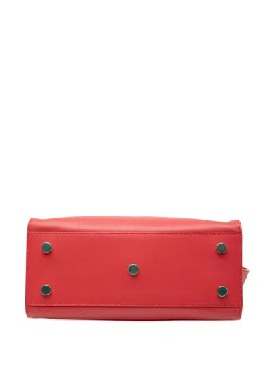 Pre-owned Saint Laurent 2017 Baby Leather Monogram Downtown Cabas Satchel In Red