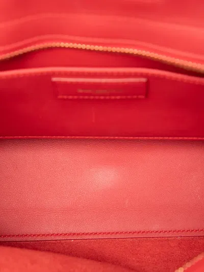 Pre-owned Saint Laurent 2017 Baby Leather Monogram Downtown Cabas Satchel In Red