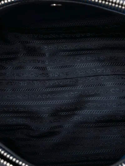 Pre-owned Prada 2000-2025 Soft Calf Double Zip Satchel In Blue