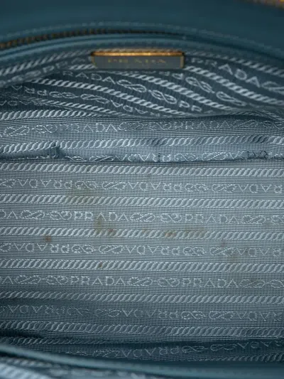 Pre-owned Prada 2010-2025 Small Saffiano Lux Galleria Double Zip Satchel In Blue