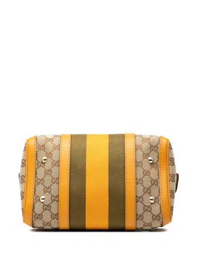 Pre-owned Gucci 2000-2015 Small Gg Canvas Web Joy Boston Bag Satchel In Brown