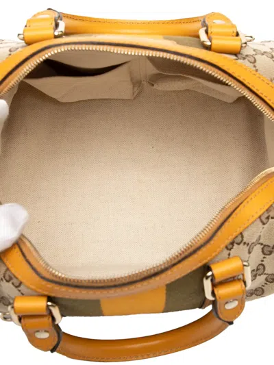 Pre-owned Gucci 2000-2015 Small Gg Canvas Web Joy Boston Bag Satchel In Brown