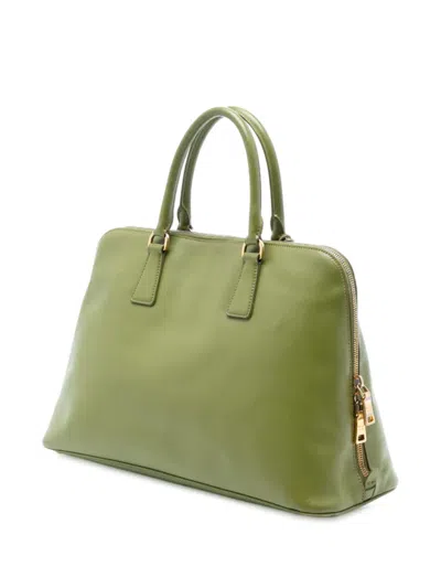 Pre-owned Prada 2010-2025 Large Saffiano Lux Promenade Satchel In Green