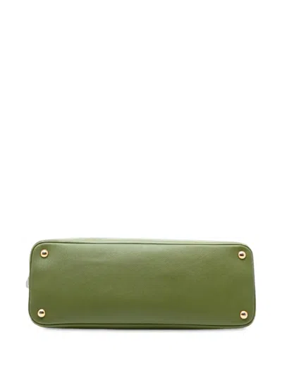 Pre-owned Prada 2010-2025 Large Saffiano Lux Promenade Satchel In Green