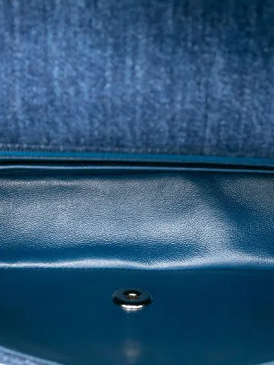 Pre-owned Chanel 2018-2019 Medium Classic Denim Braided Single Flap Shoulder Bag In Blue