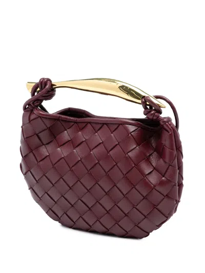 Pre-owned Bottega Veneta 2012-2025 Baby Lambskin Intrecciato Sardine Satchel In Red