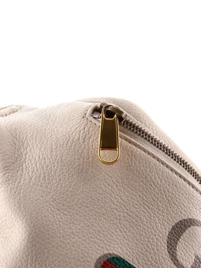 Pre-owned Gucci Logo Printed Leather Medium Belt Bag In Neutral