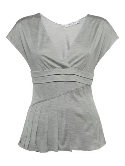 Pre-owned Dior Short-sleeve Blouse In Gray