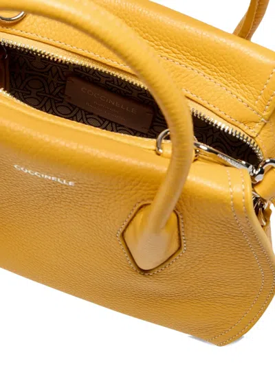 Coccinelle Lord Leather Tote Bag In Yellow