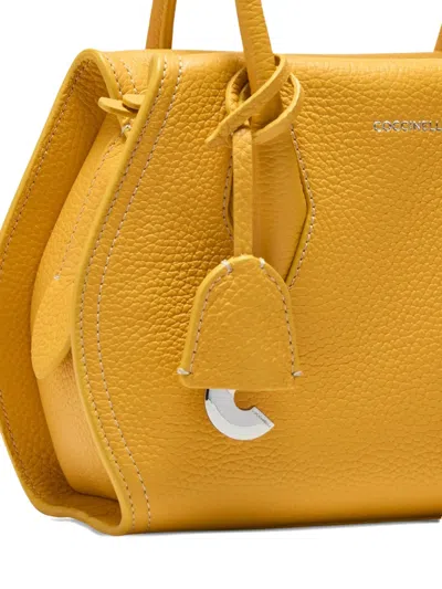 Coccinelle Lord Leather Tote Bag In Yellow