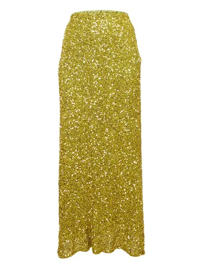Pre-owned Never Fully Dressed Dorris Sequin Skirt In Yellow