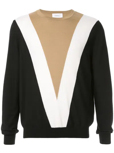 Ports V Colour Block Sweater In Black