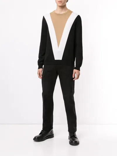 Ports V Colour Block Sweater In Black