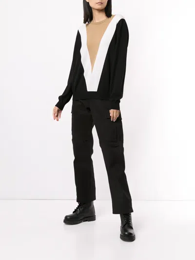 Ports V Colour Block Sweater In Black