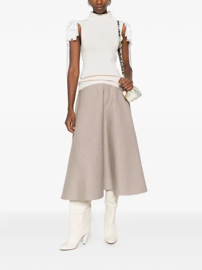 Alberta Ferretti Ruffled-detail Top In Neutral