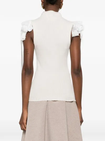 Alberta Ferretti Ruffled-detail Top In Neutral
