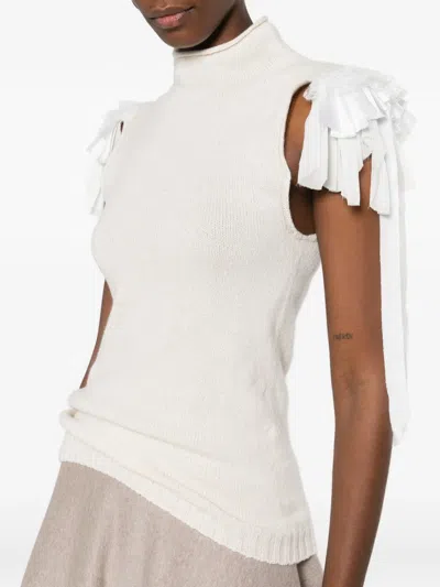Alberta Ferretti Ruffled-detail Top In Neutral