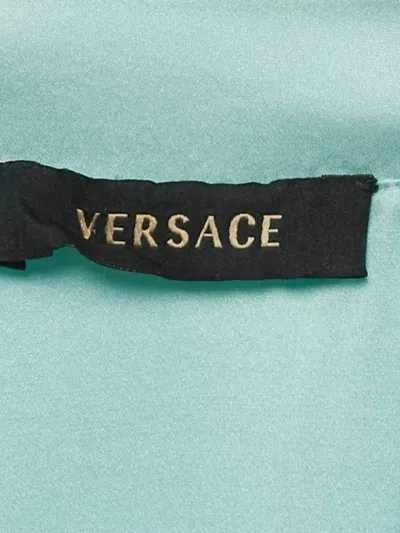 Pre-owned Versace Satin V-neckline Dress In Blue